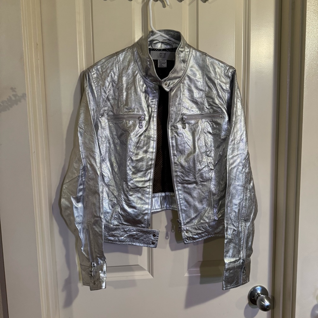 Dknyc Silver Leather Jacket